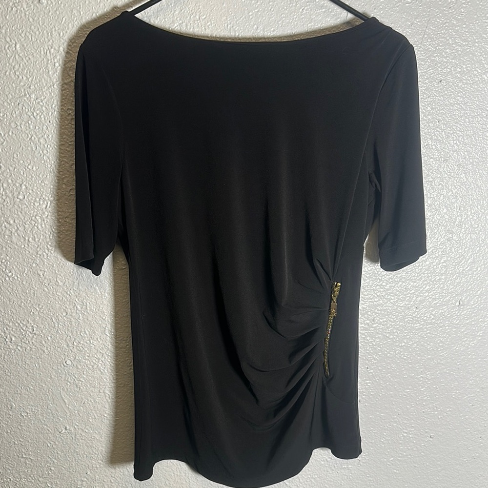 Elegant Black Women's Top with Gold Detail